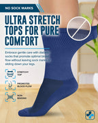 Doctor's Select Diabetic Socks for Men - 4 Pairs Crew Diabetic Neuropathy Socks for Men | Navy, Green, Blue, Gray | Non Binding