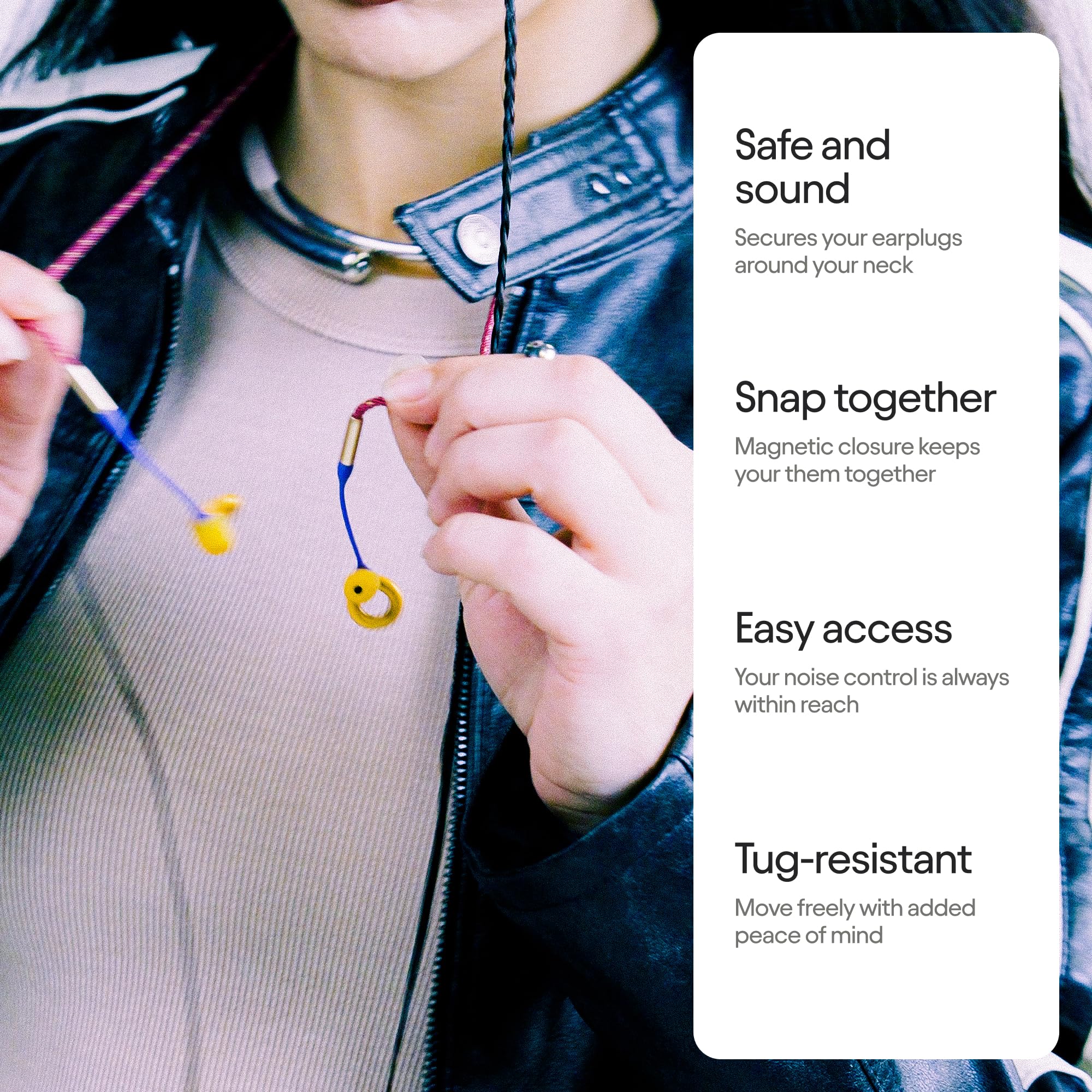 Loop Link Safety Connector Cord - Official Connector Cord for Loop Earplugs | Magnetic Tug-Resistant Safety Cord | Compatible wi
