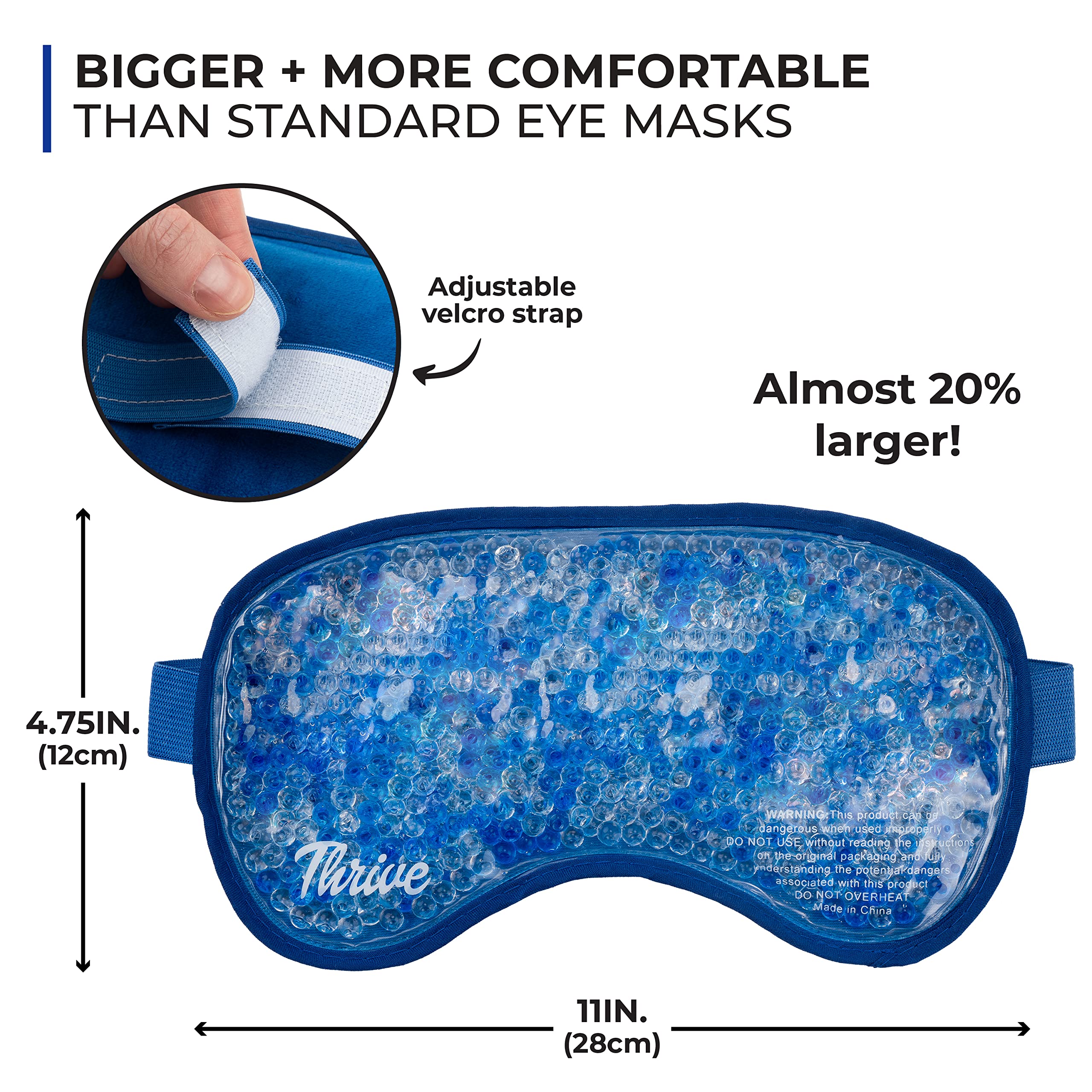Thrive Hot & Cold Gel Bead Eye Mask/Sleep Mask - FSA HSA Approved - Reusable Gel Bead Ice Pack Provides Ice and Heat Pain Relief