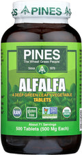PINES Organic Alfalfa, 500 Count Tablets