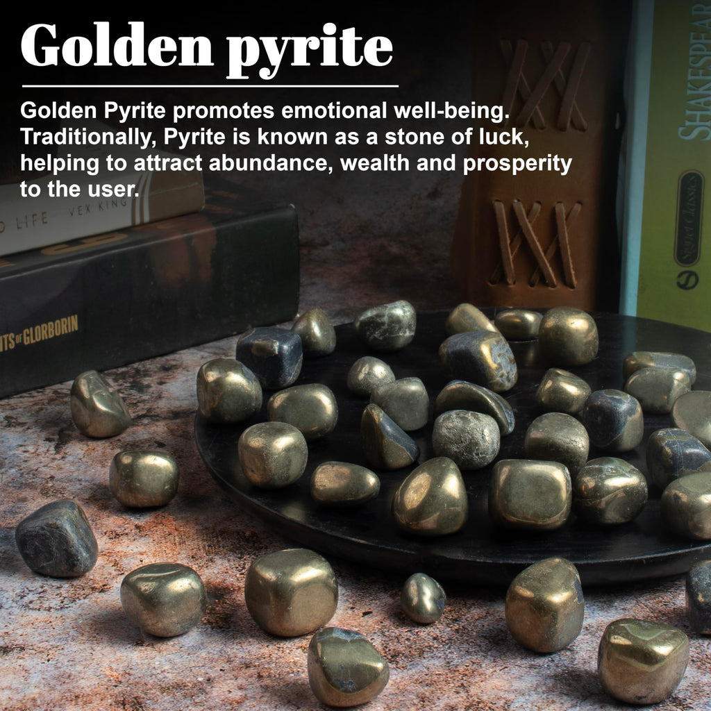 ZAICUS Golden Pyrite Tumbled Stones and Crystals Bulk, Polished Stones for Vase Filler, Lucky Stones, Fountain Rocks, Decoration