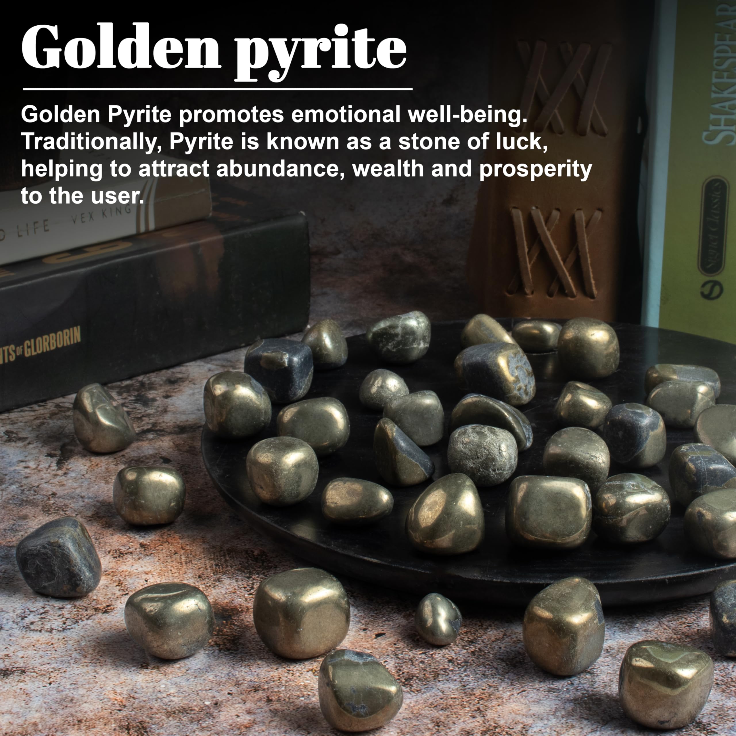ZAICUS Golden Pyrite Tumbled Stones and Crystals Bulk, Polished Stones for Vase Filler, Lucky Stones, Fountain Rocks, Decoration