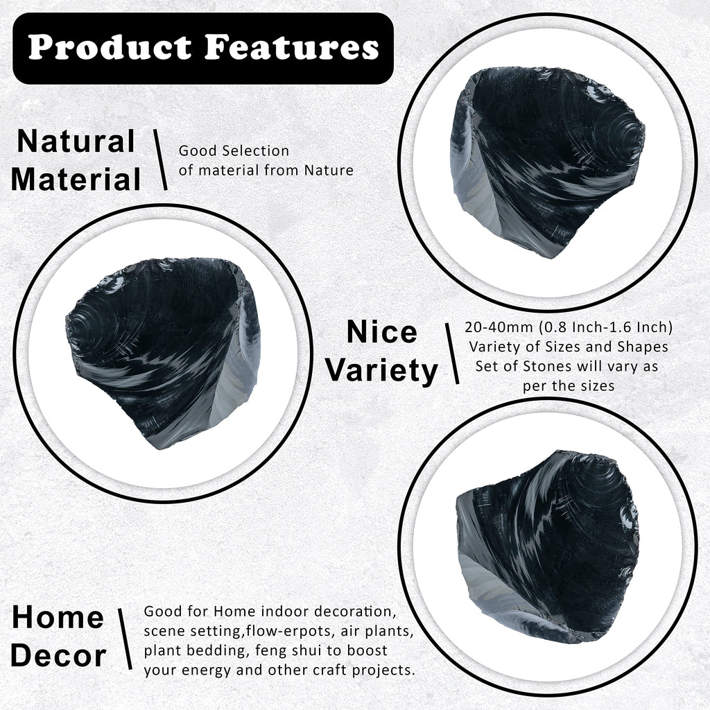 Crocon 1LB Black Obsidian Rough Bulk Natural Stone Raw Stone Tumbling Cabbing Polishing Mining Chakra Balancing Reiki Healing Go