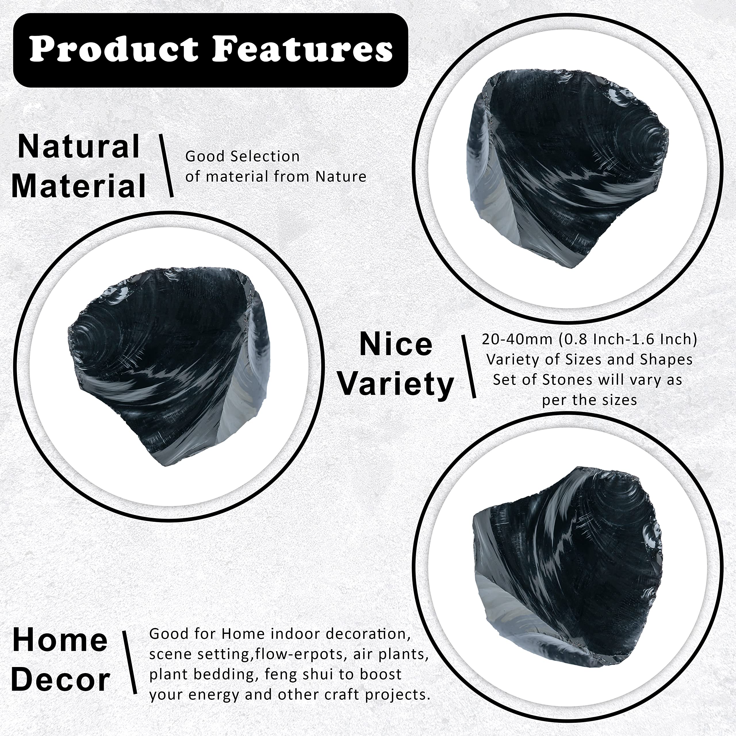 Crocon 1LB Black Obsidian Rough Bulk Natural Stone Raw Stone Tumbling Cabbing Polishing Mining Chakra Balancing Reiki Healing Go