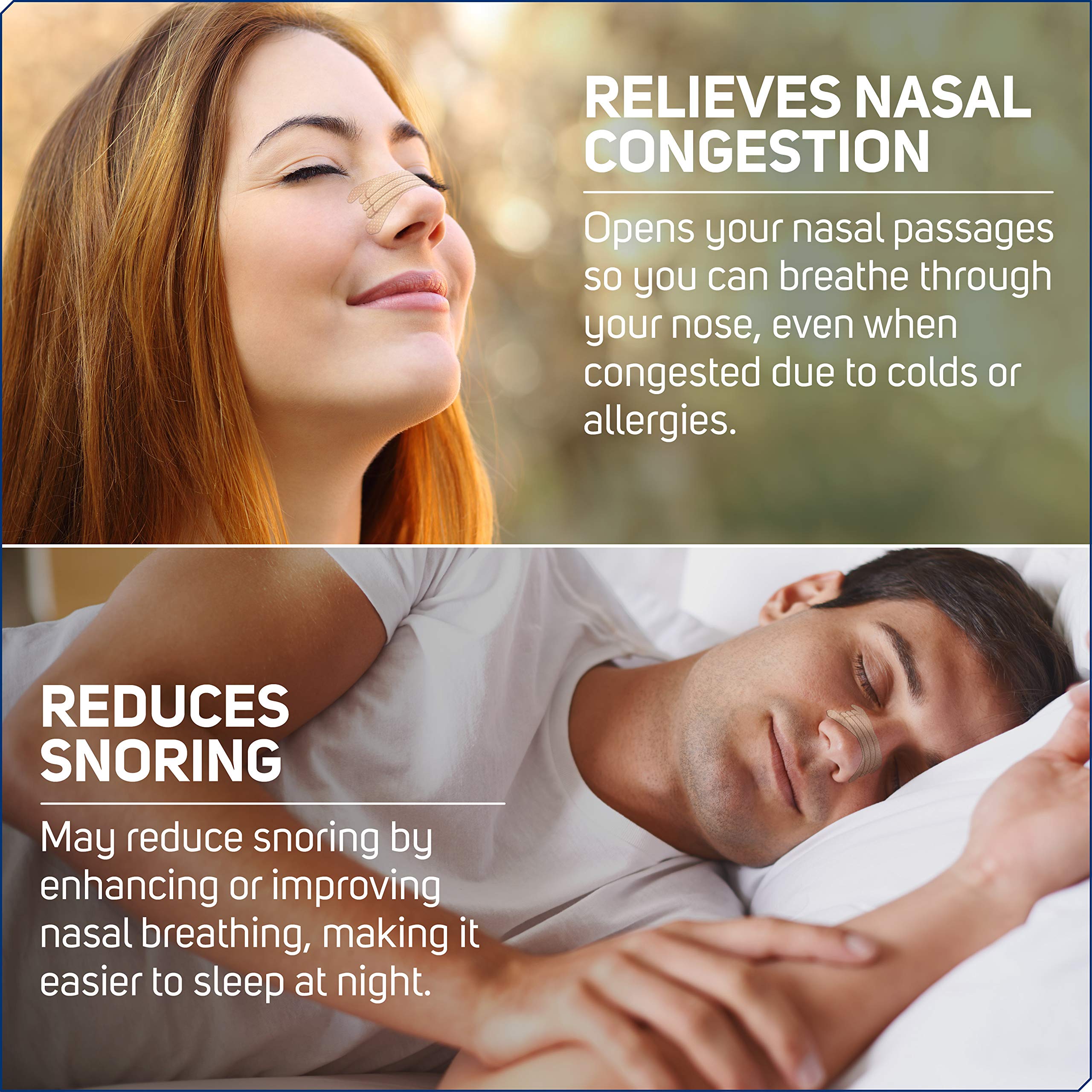 Clear Passage Nasal Strips Large, Tan, 50 ct | Works Instantly to Improve Sleep, Reduce Snoring, & Relieve Nasal Congestion Due