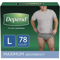Depend FIT-FLEX Incontinence Underwear for Men, Maximum Absorbency, Disposable, L, 78 Ct