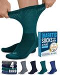 Doctor's Select Diabetic Socks for Men - 4 Pairs Crew Diabetic Neuropathy Socks for Men | Navy, Green, Blue, Gray | Non Binding 
