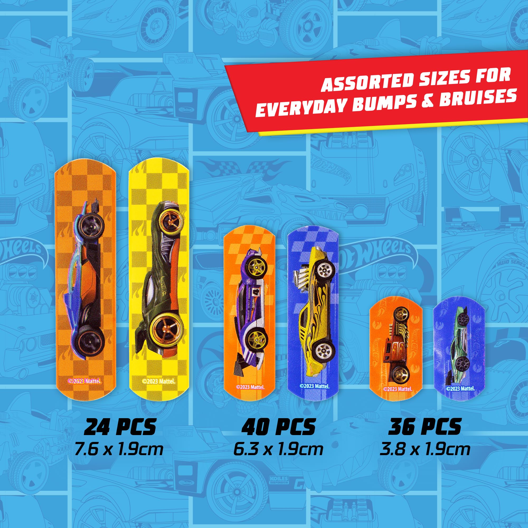 Smart Care Hot Wheels Bandage Kit, Bandaids for Kids, Ideal for Boys, Infants and Children, Latex-Free Band Aids, Ft a Collectib