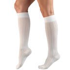 Truform Compression Socks, 15-20 mmHg, Women's Dress Socks, Knee High Over Calf Length, White Cable Knit, X-Large