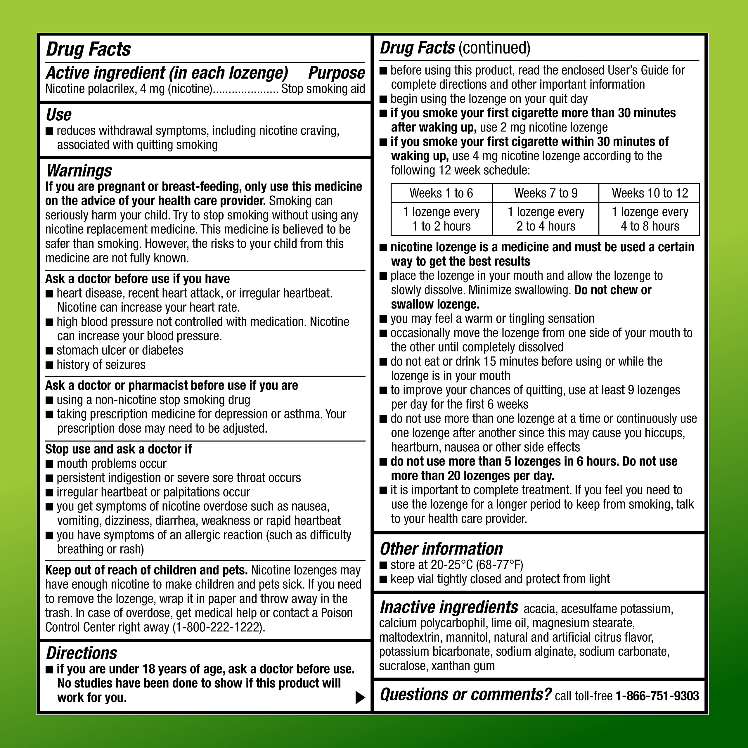 Amazon Basic Care Mini Nicotine Polacrilex Lozenge 4 mg, Citrus Flavor, Stop Smoking Aid, 81 Count