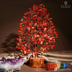 Crystal Tree of Life Carnelian Healing Crystal Trees for Home & Office Decoration, Handmade Crystal Money Bonsai Trees for Posit