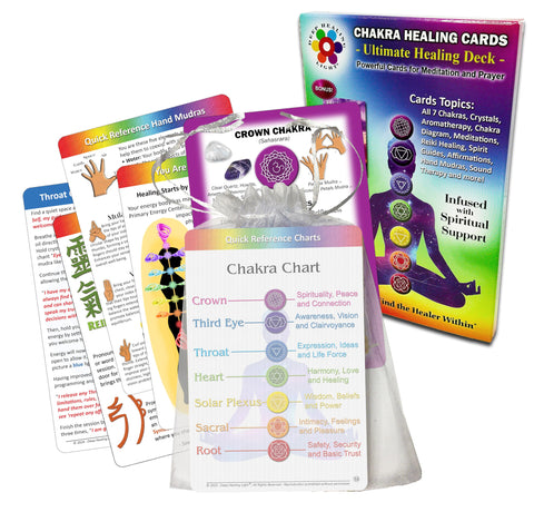 Deck of Chakra Healing Cards Helps Restore and Balance Your Energy with Meditations, Affirmations, Chakras Chart, Aromatherapy, 