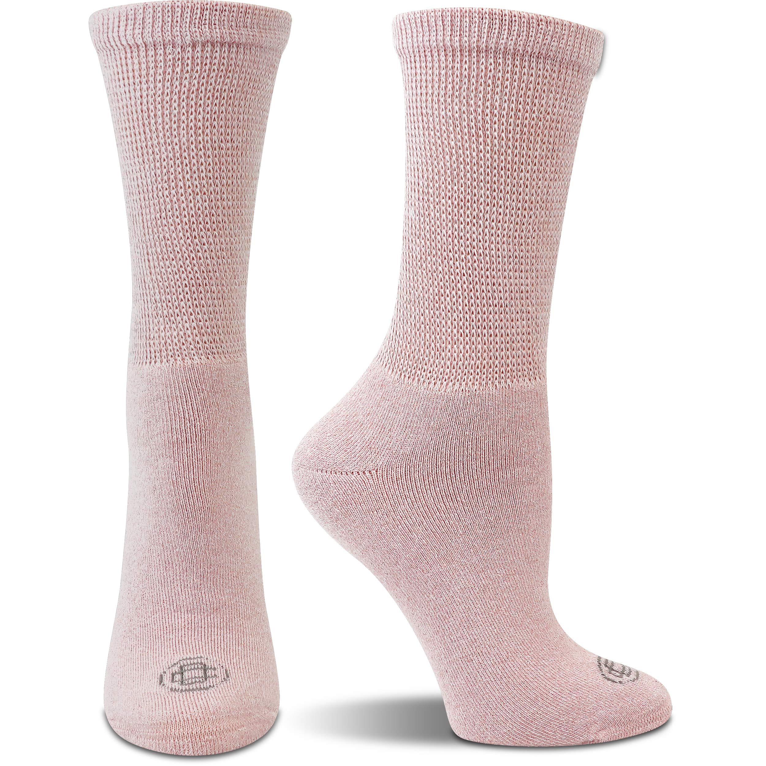 Doctor's Choice Women's Diabetic Socks, Non-Binding, Circulatory, Cushioned, Crew Socks for Swollen Feet, 4 Pack, Pink & Purple,