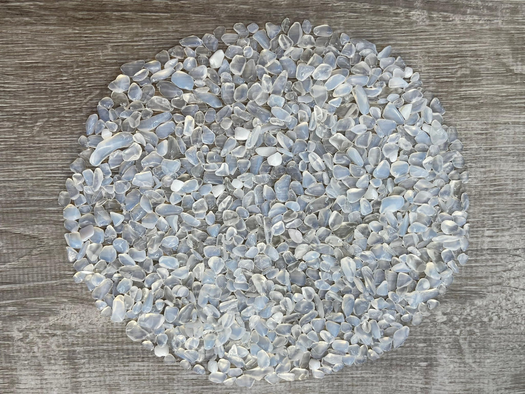 2 oz Lot Semi Tumbled Opalite Chips, Crushed Mini Opalite Crystals, Undrilled Crystal Chips (Opalite)