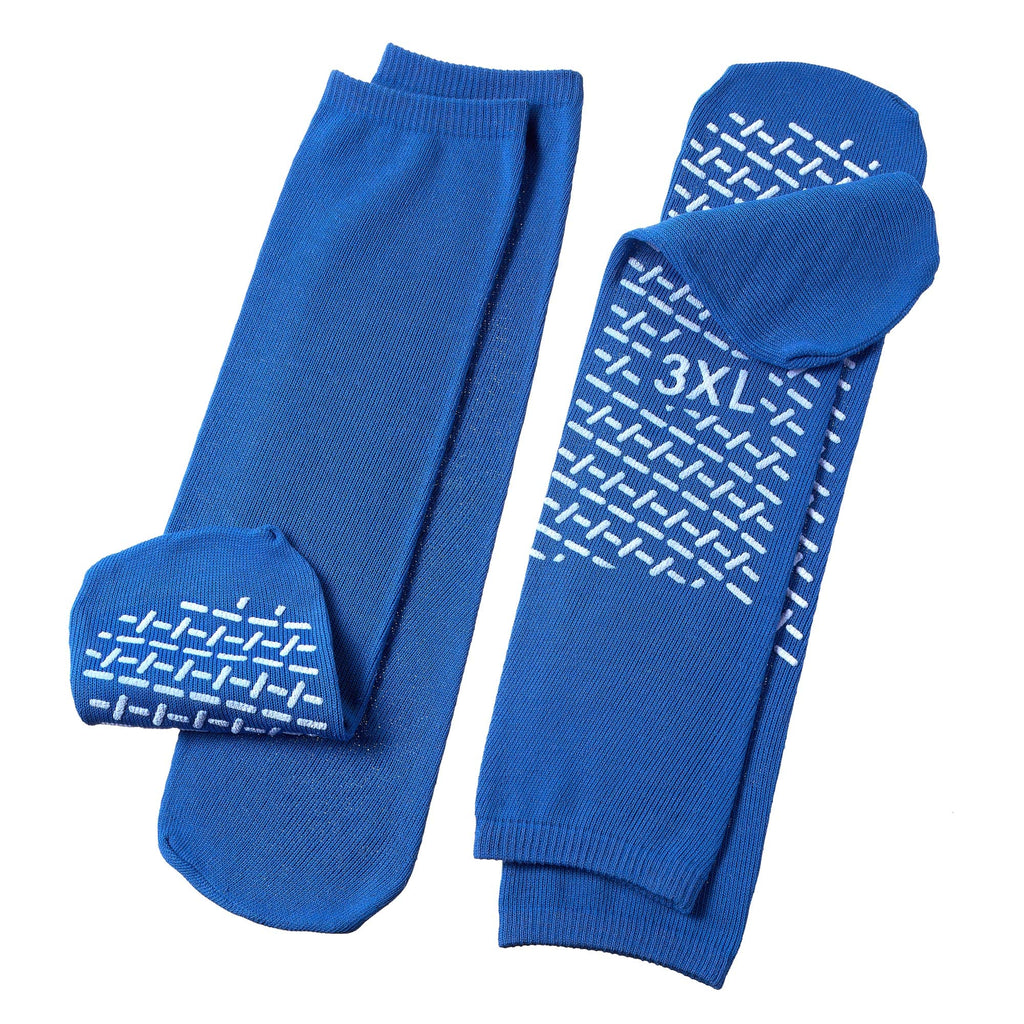 BARIATRIC SLIPPER SOCK NON SKID (3pk), 3X large, Blue, Blue, Size 3X large