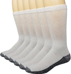 Debra Weitzner 6 Pairs Diabetic Crew Socks Reinforced Heel and Toe Non-Binding Cushion Socks for Men and Women White/Black Sole