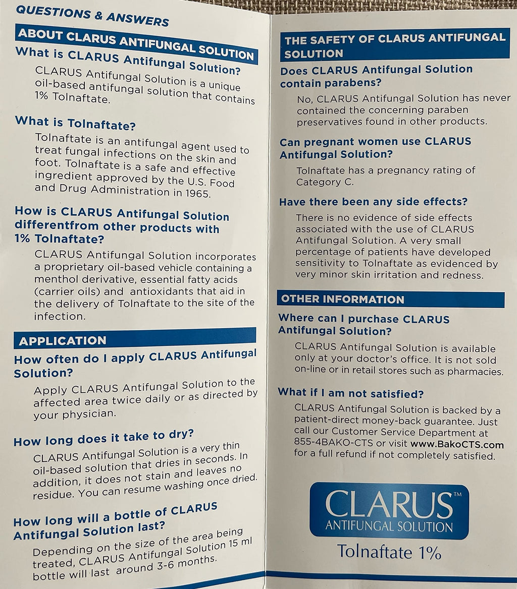 Clarus Solution Antifungal 1%, 0.5 floz