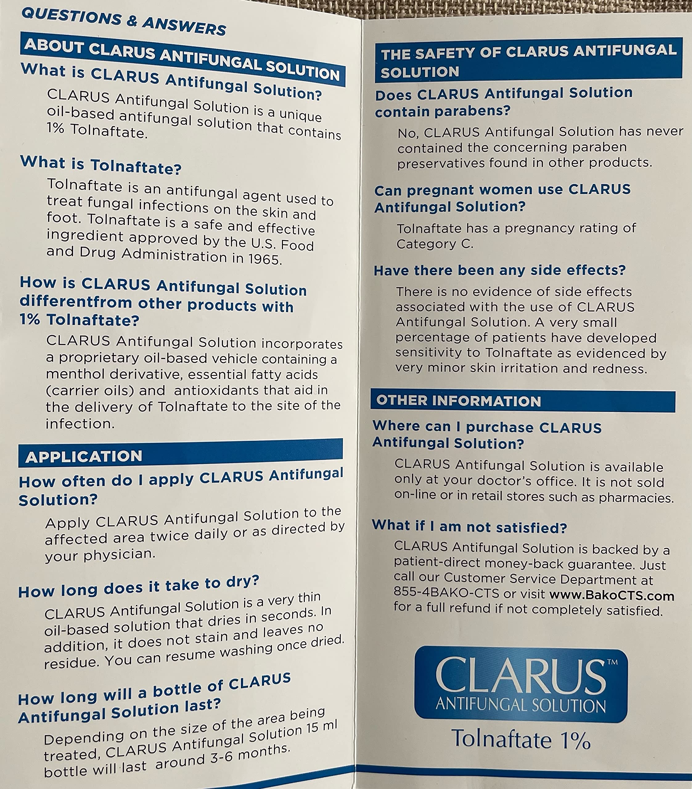 Clarus Solution Antifungal 1%, 0.5 floz