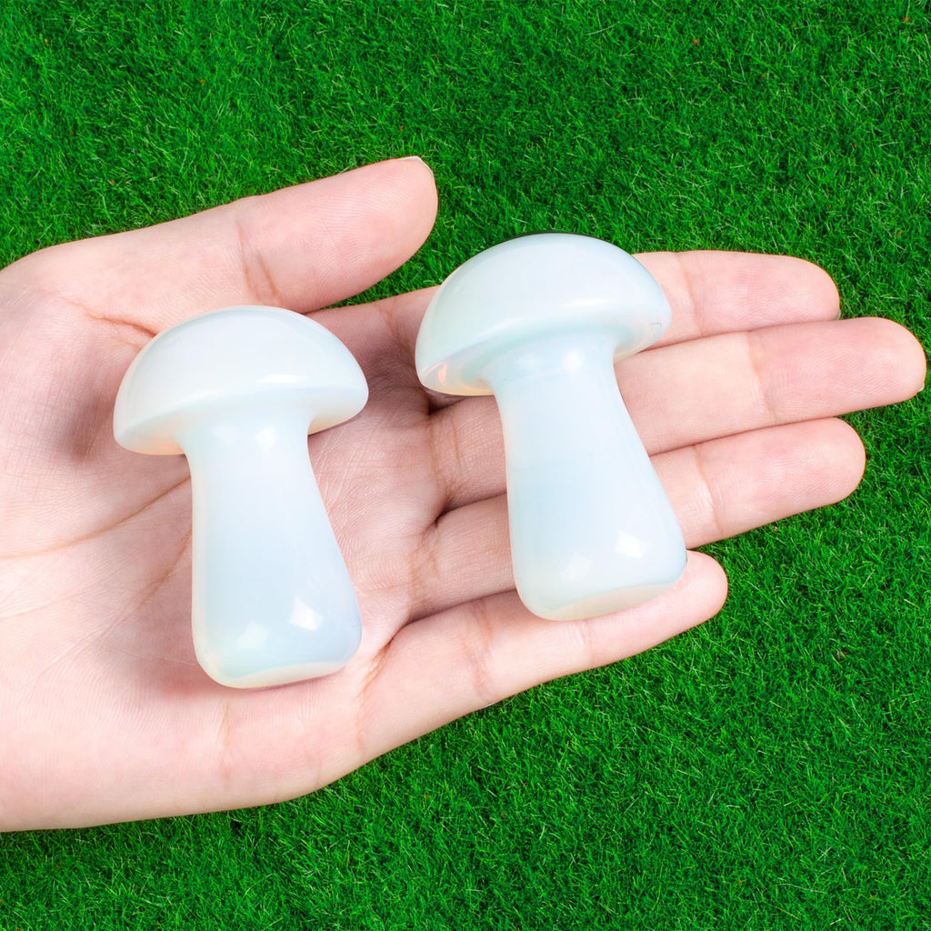 ZHIYUXI Opal Crystal Mushroom Ornament Opal Stone Gemstones Mini Mushroom Figurine Healing Crystal Stones Mushroom Decor Sculptu