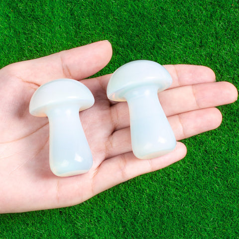 ZHIYUXI Opal Crystal Mushroom Ornament Opal Stone Gemstones Mini Mushroom Figurine Healing Crystal Stones Mushroom Decor Sculptu