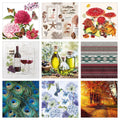 Decoupage Tissue Paper Napkin kitchen geometric flower mushroom mix print Set249 Decoupage Tissues 1 napkins of each design  