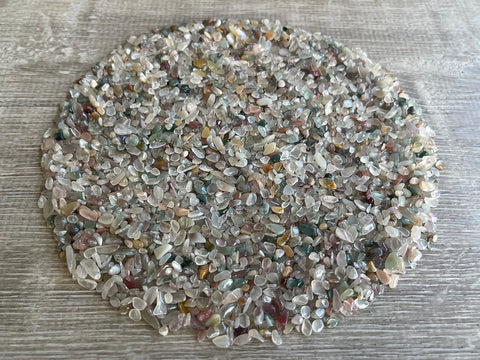 2 oz Lot Natural Semi Tumbled Gemstone Chips, Crushed Mini Crystals, Undrilled Crystal Chips (Mixed Agate)