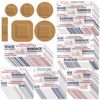 Weewooday 300 Pcs Small Bandages - Bulk Nose Bandages, Fabric, Adhesive, Flexible, Breathable - 0.34 x 1.6, 0.87, 0.94, 1.06, 1.