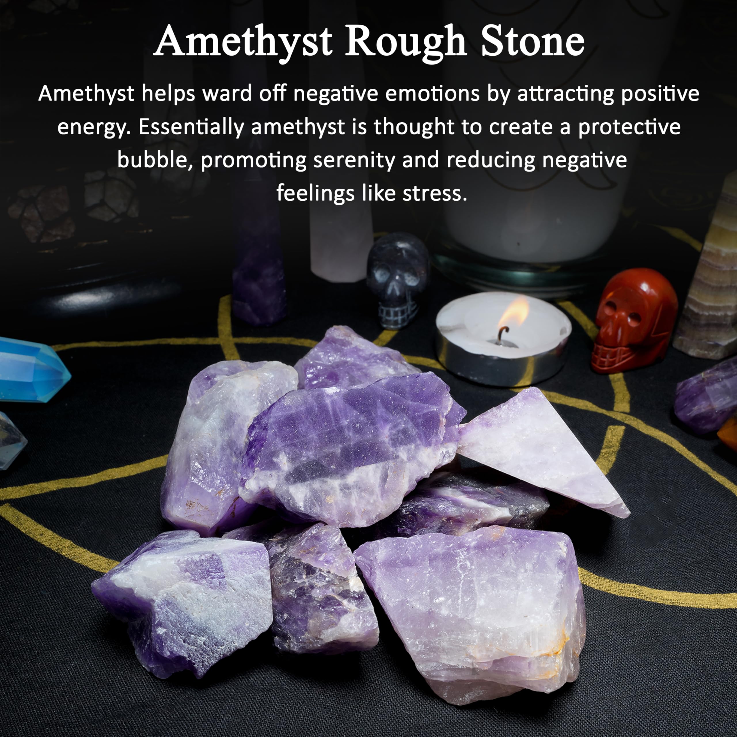Crocon 1LB Amethyst Rough Bulk Natural Stone Raw Stone Tumbling Cabbing Polishing Mining Chakra Balancing Reiki Healing Good Luc