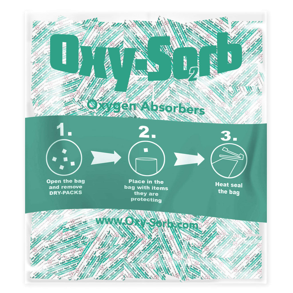 OxySorb 500cc Oxygen Absorbers for Food Storage (100 Pack) - Preserving Food Freshness with Food Grade Oxygen Absorbers for Long