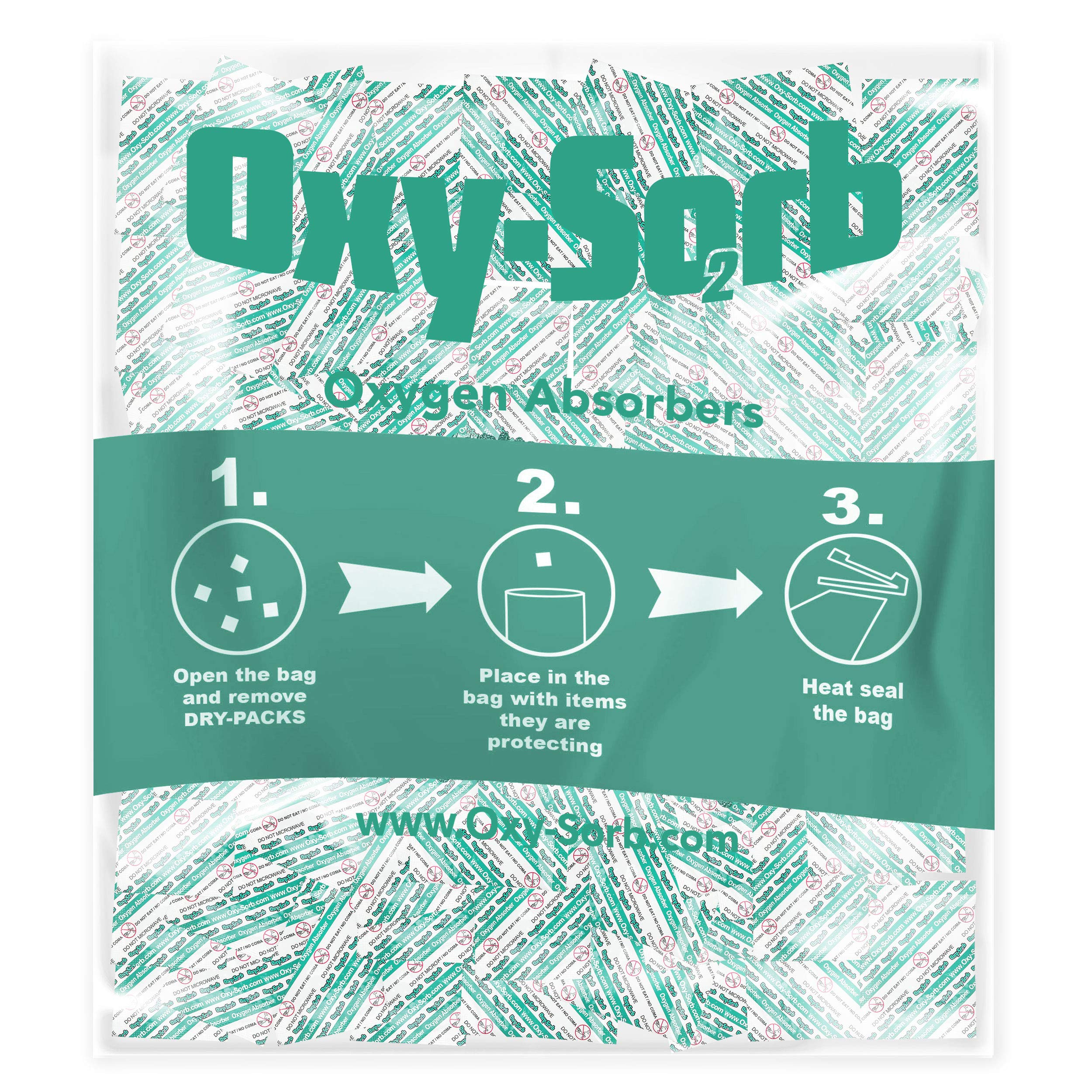 OxySorb 500cc Oxygen Absorbers for Food Storage (100 Pack) - Preserving Food Freshness with Food Grade Oxygen Absorbers for Long