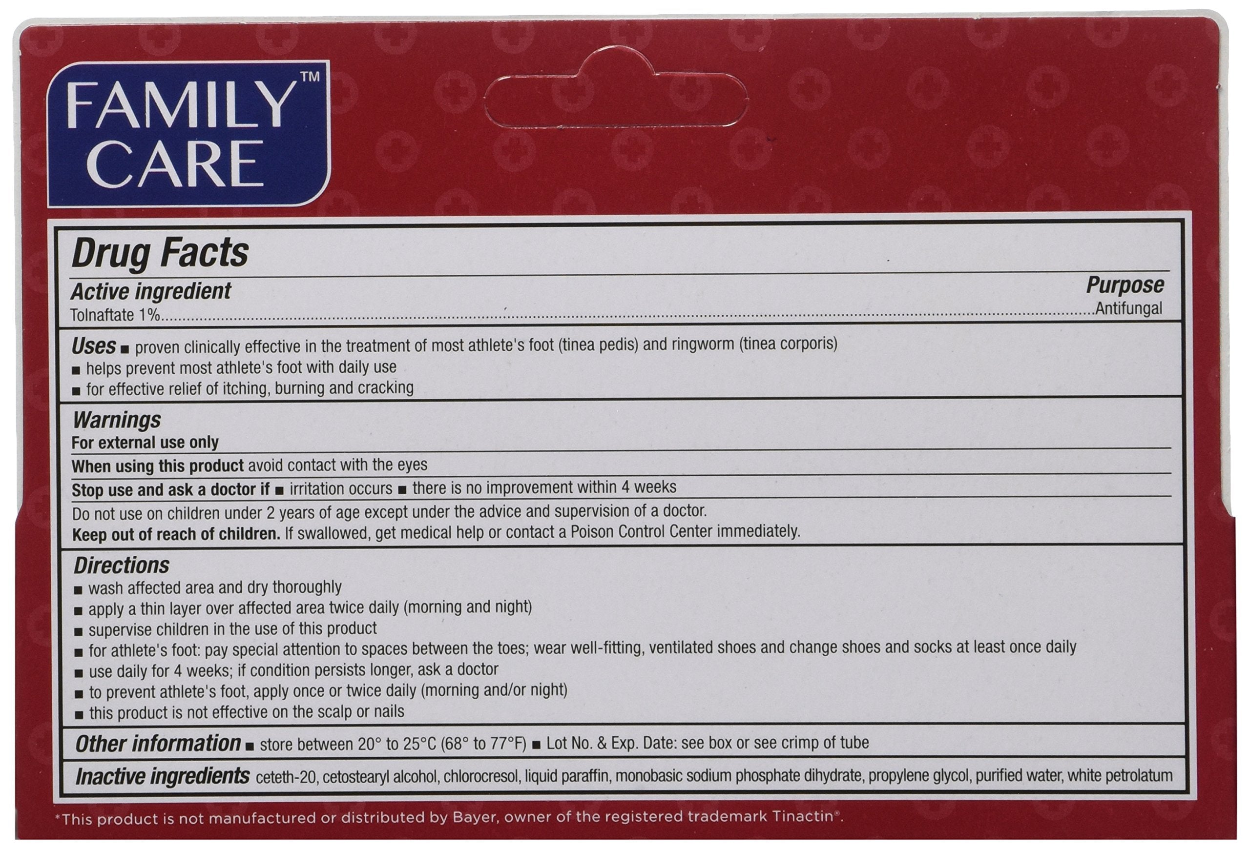 2 Pack Tolnaftate Cream USP 1% Antifungal Athletes Foot Compare to Tinactin-1 OZ