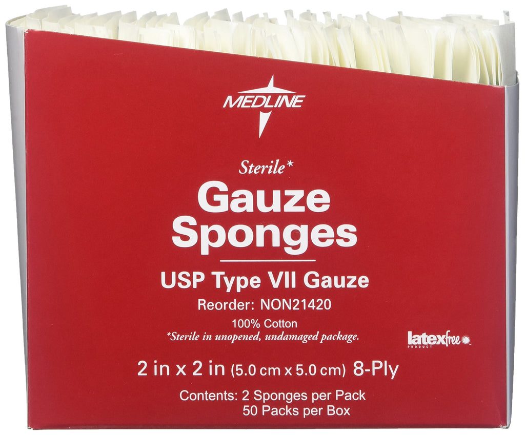 Medline NON21420 Gauze Sponge, Sterile, 8-Ply, Pack of 3000