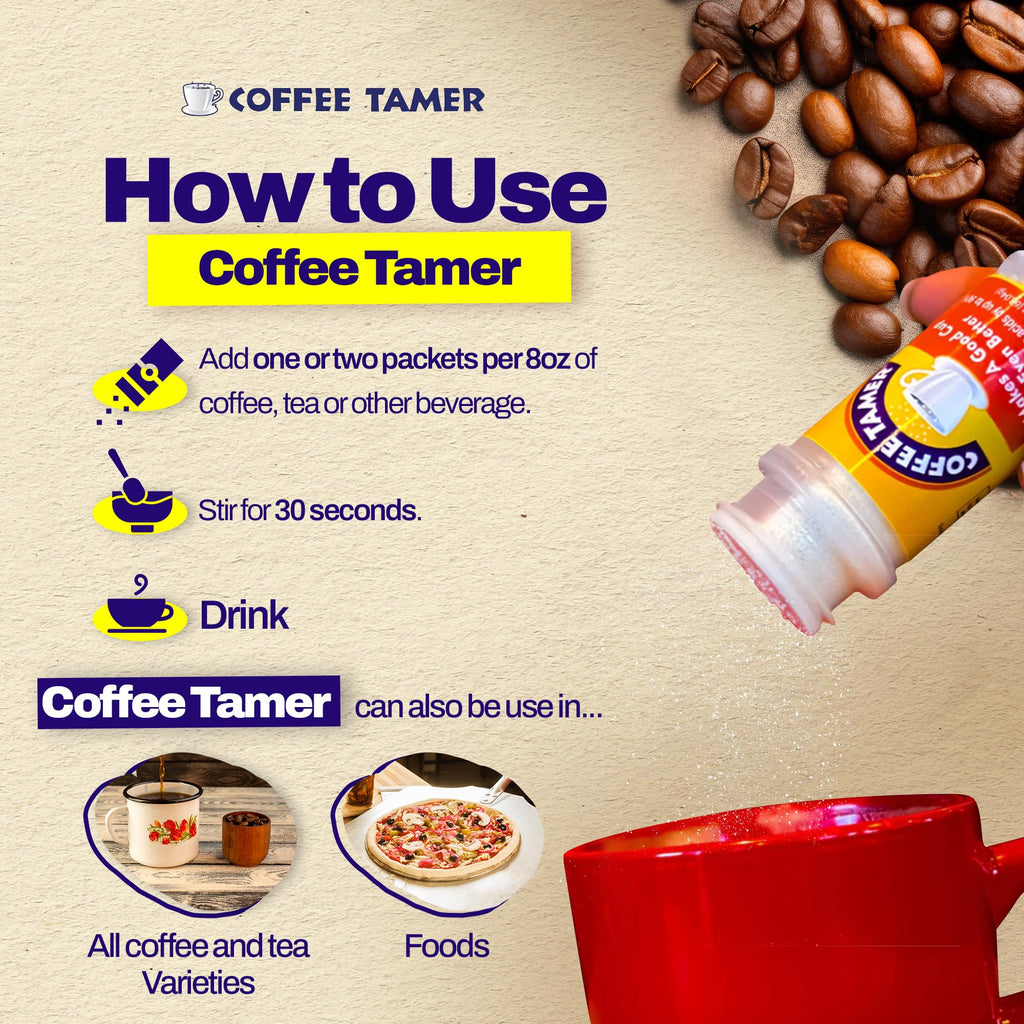 Coffee Tamer Coffee Acid Reducing Granules - Reduces Coffee Acids by up to 90% - All-Natural Minerals - Keto Friendy - Sugar Fre