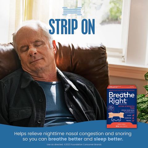 Breathe Right Nasal Strips, Extra Strength, Tan Nasal Strips, Help Stop Snoring, Drug-Free Snoring Solution & Instant Nasal Cong