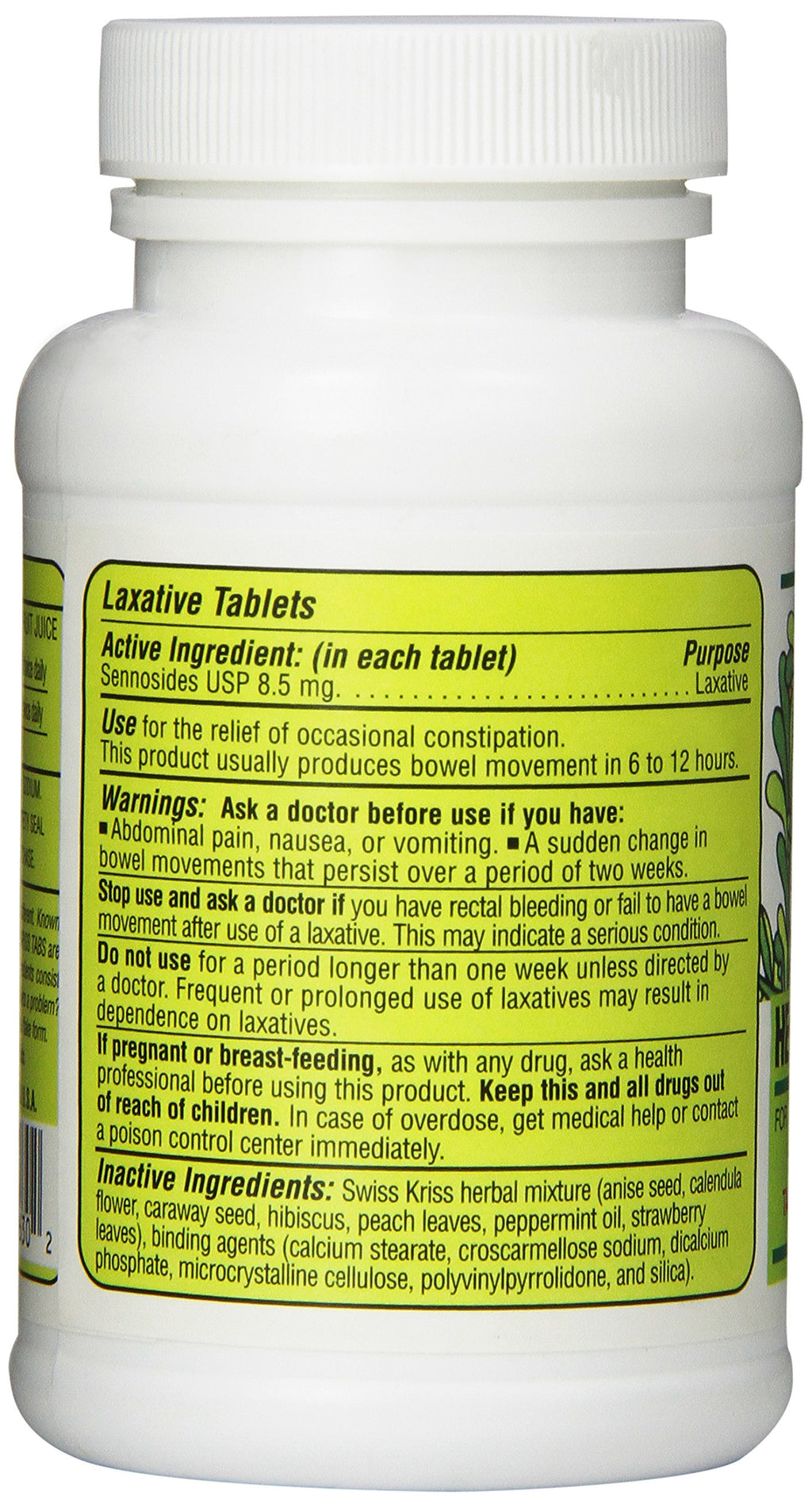 Swiss Kriss Herbal Laxative Tablets, 250 Count (Pack of 12)