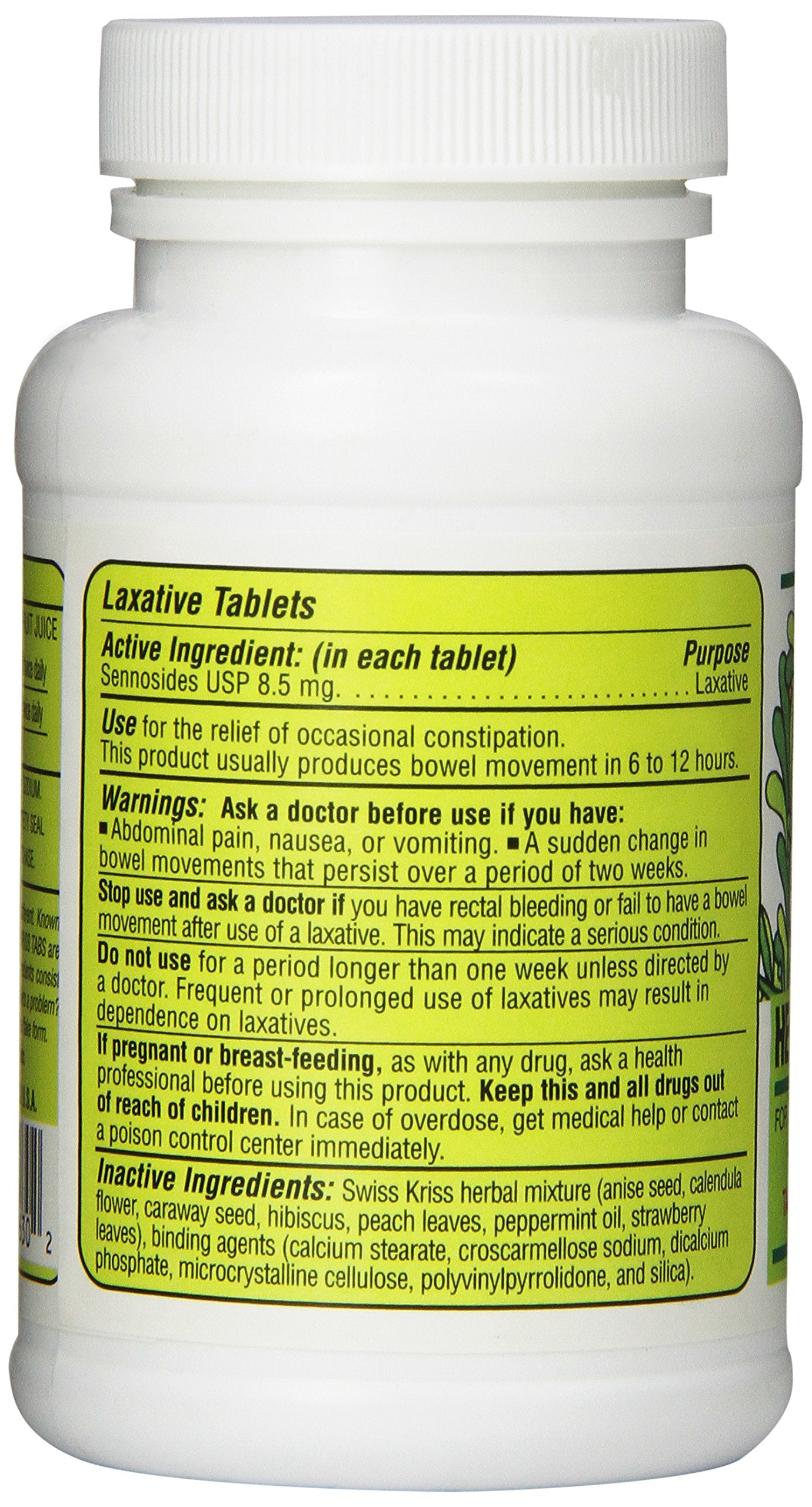 Swiss Kriss Herbal Laxative Tablets, 250 Count (Pack of 12)