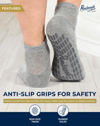 Pembrook Diabetic Ankle Socks for Men & Women with Grips | 6 Pairs Quarter Length Wide Non Binding Diabetic Socks for Men Non Sl
