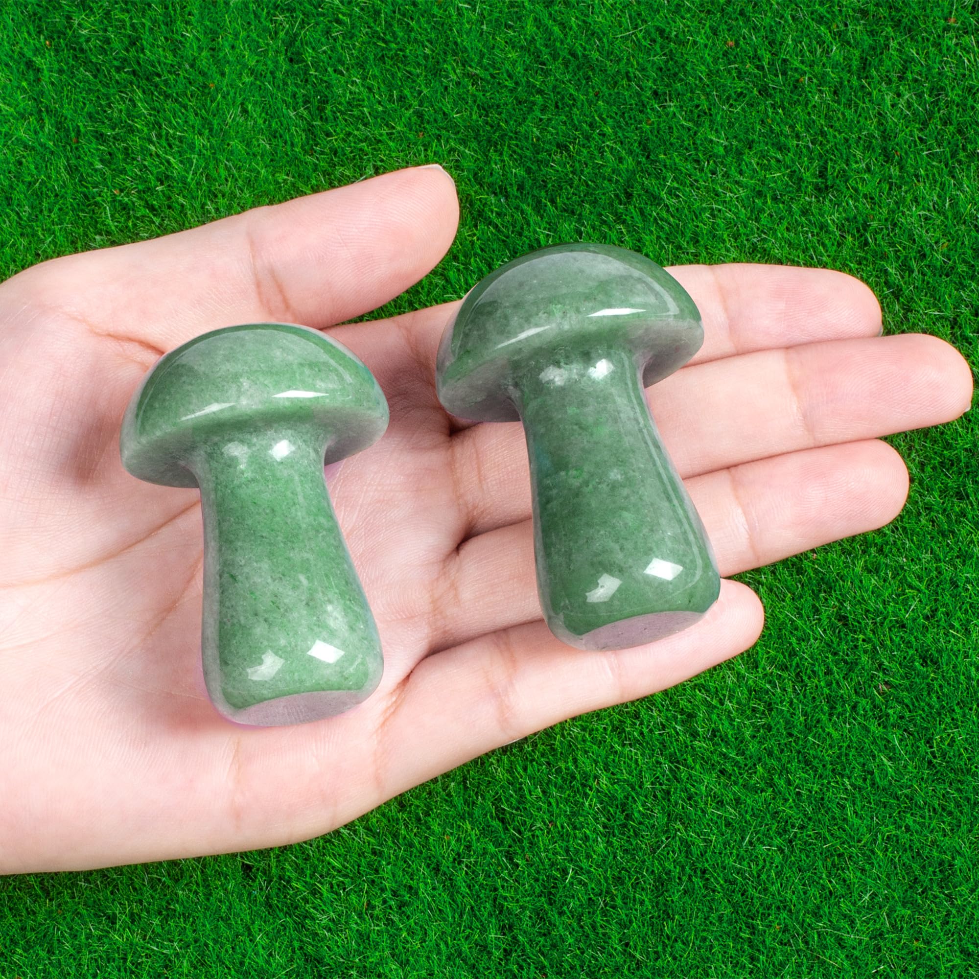 ZHIYUXI Green Aventurine Crystal Mushroom Sculpture Green Stones Mini Mushroom Ornaments Gemstones Mushroom Decor for Witch Craf