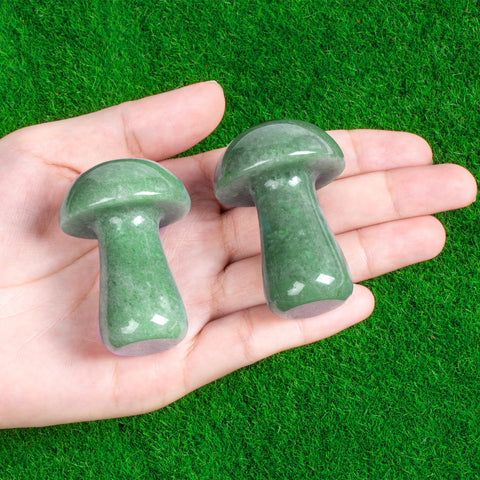 ZHIYUXI Green Aventurine Crystal Mushroom Sculpture Green Stones Mini Mushroom Ornaments Gemstones Mushroom Decor for Witch Craf