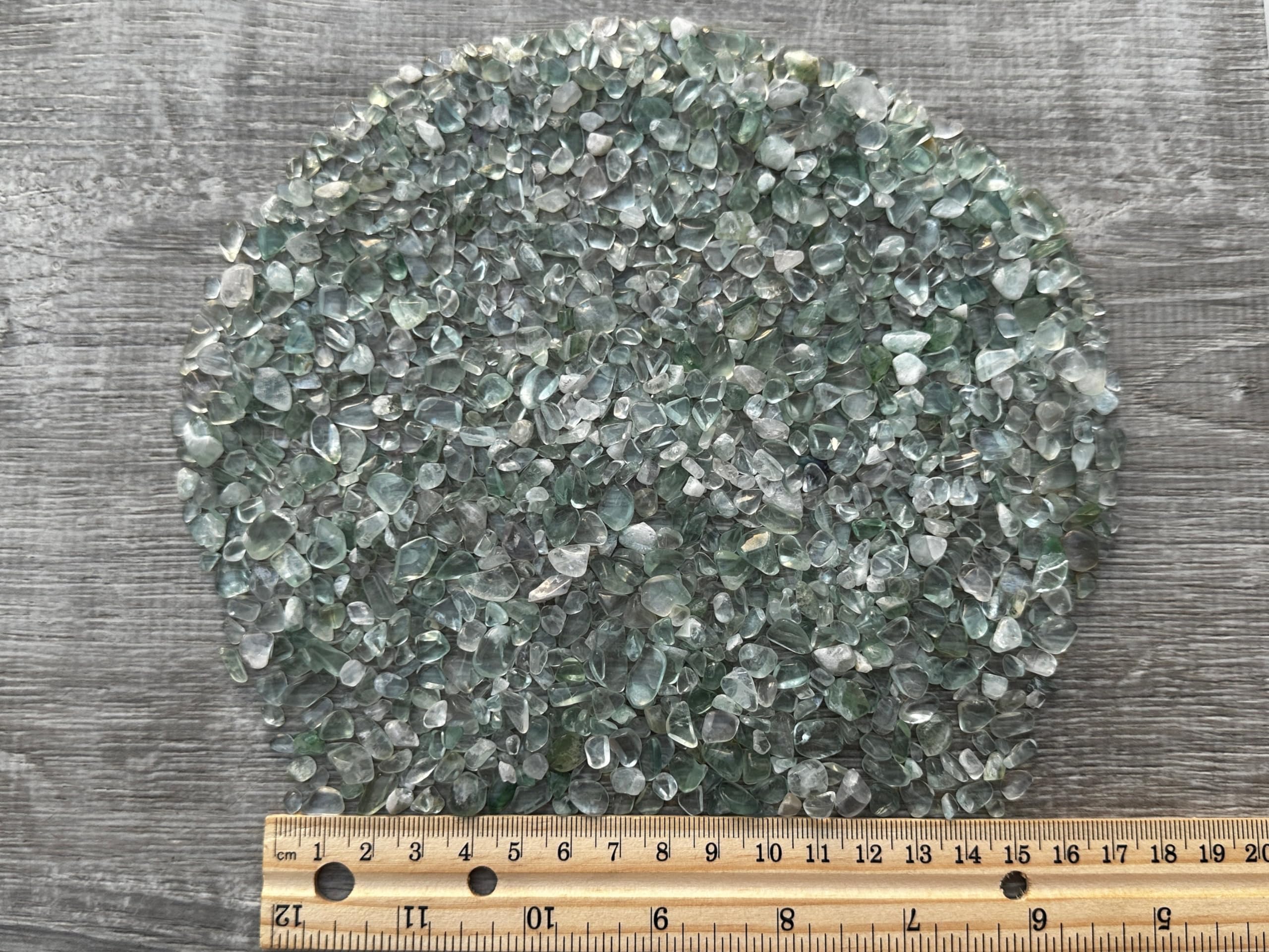 GAF TREASURES 2 oz Lot Natural Semi Tumbled Gemstone Chips, Crushed Mini Crystals, Undrilled Crystal Chips (Green Fluorite)