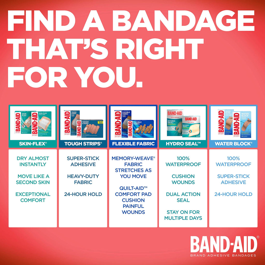 Band-Aid Brand Flexible Fabric Adhesive Bandages for Wound Care and First Aid, Finger and Knuckle, 20 ct (Pack of 6)