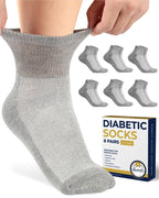 Pembrook Gray Ankle Diabetic Socks for Men & Women | 6 Pairs | Wide Stretch Top Mens Diabetic Socks | Diabetic Socks for Men 9-1