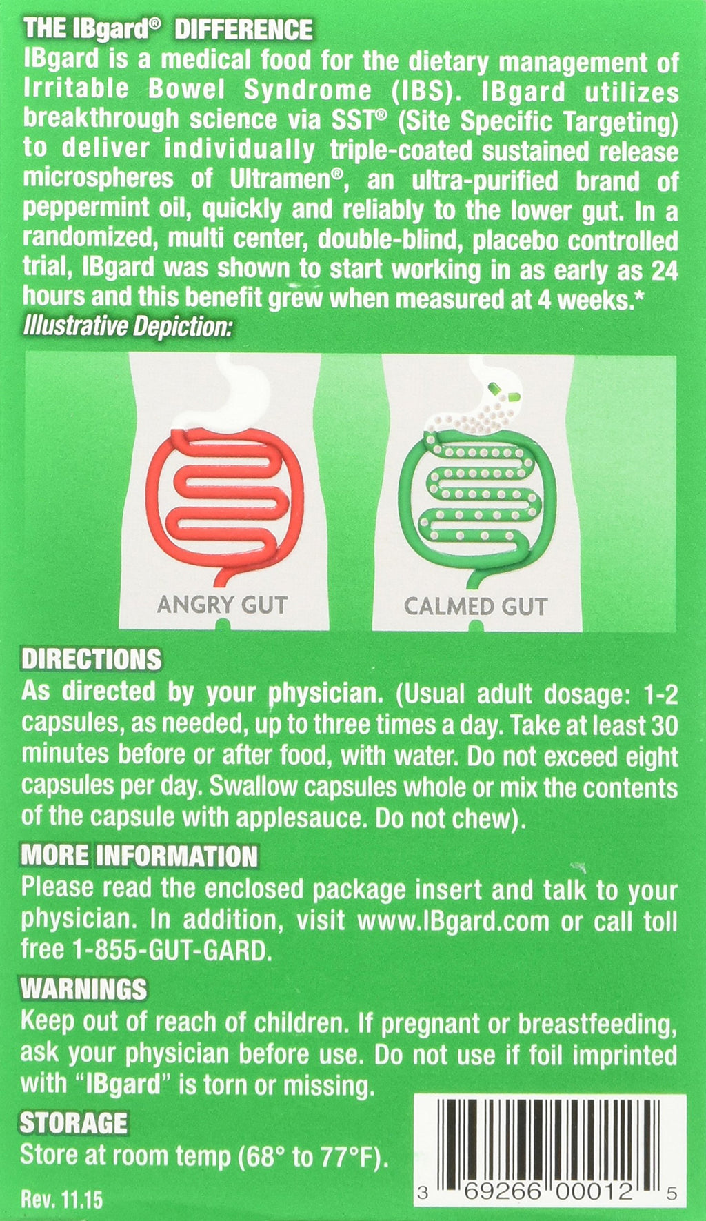 IBgard for Irritable Bowel Syndrome (IBS) Relief Bloating Gas 12 Capsules Small Box 90mg Ultra Purified Peppermint Oil Good for
