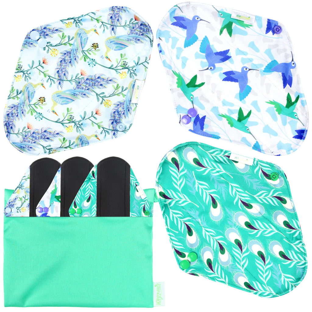 wegreeco Reusable Menstrual Pads - Reusable Sanitary Pads | Gentle Reusable Panty Liners | Soft Cloth Menstrual Pads - 6 Pack wi