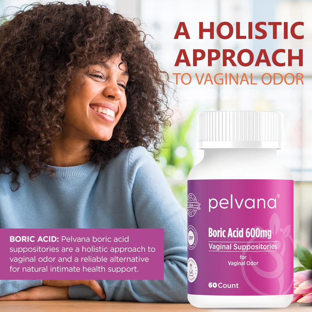 Pelvana Boric Acid Suppositories for Women 60 Count for Vaginal Odor - Third-Party Lab Tested & Made in The USA