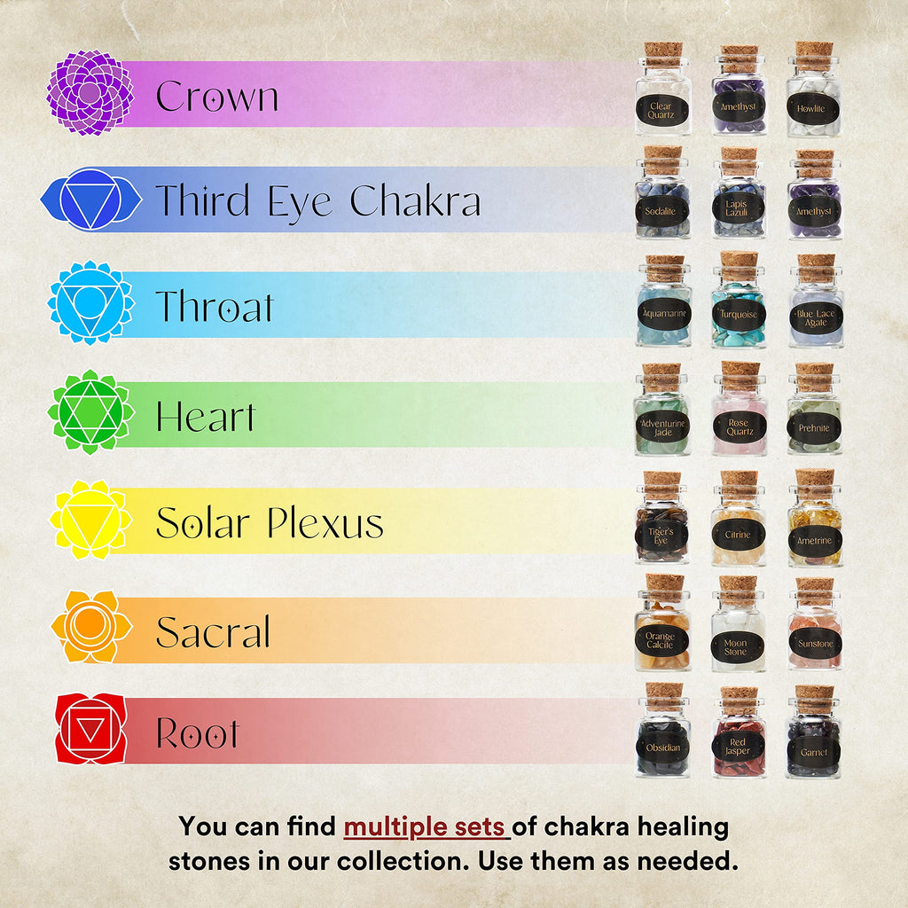 Set of 50 Crystals and Stones | Healing Crystals in Spell Jars with Cork | Witchcraft Supplies | Real Crystal Kit with Crystal G