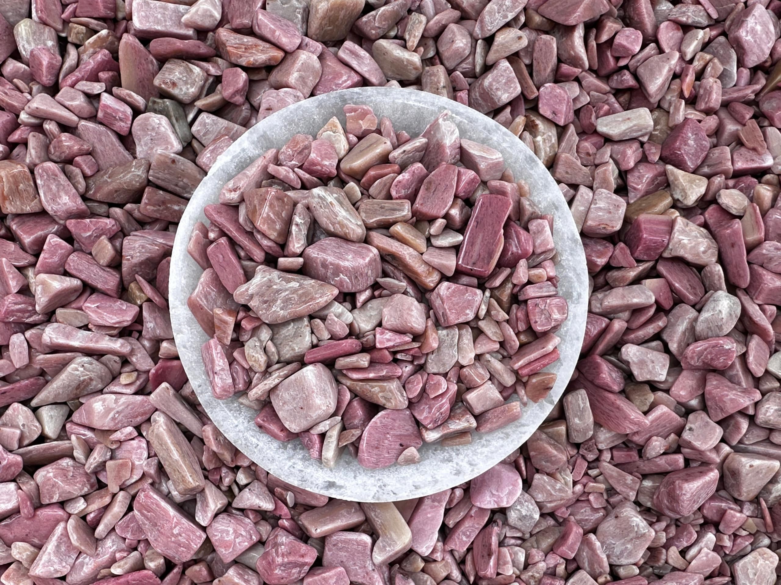 GAF TREASURES 2 oz Lot Natural Semi Tumbled Gemstone Chips, Crushed Mini Crystals, Undrilled Crystal Chips (Pink Opal)