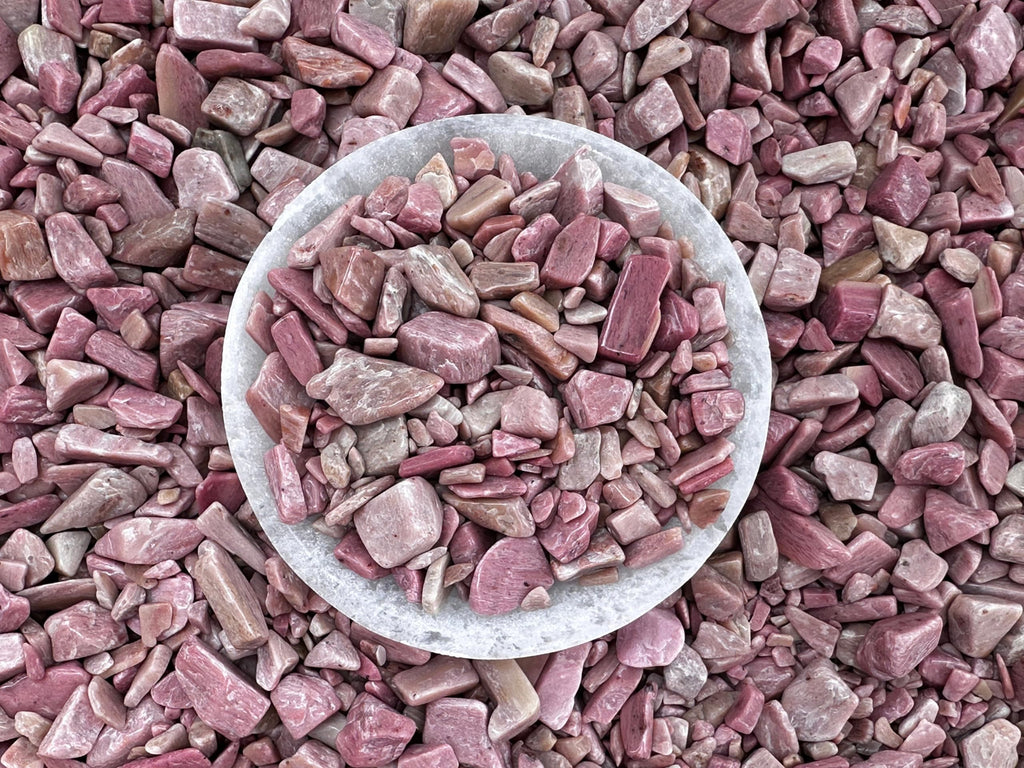 GAF TREASURES 2 oz Lot Natural Semi Tumbled Gemstone Chips, Crushed Mini Crystals, Undrilled Crystal Chips (Pink Opal)
