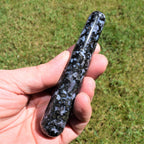 Charged 4 Mystic Indigo Gabbro Crystal Massage Wand + Selenite Charging Heart Included (Stone of Enlightenment Healing Energy)