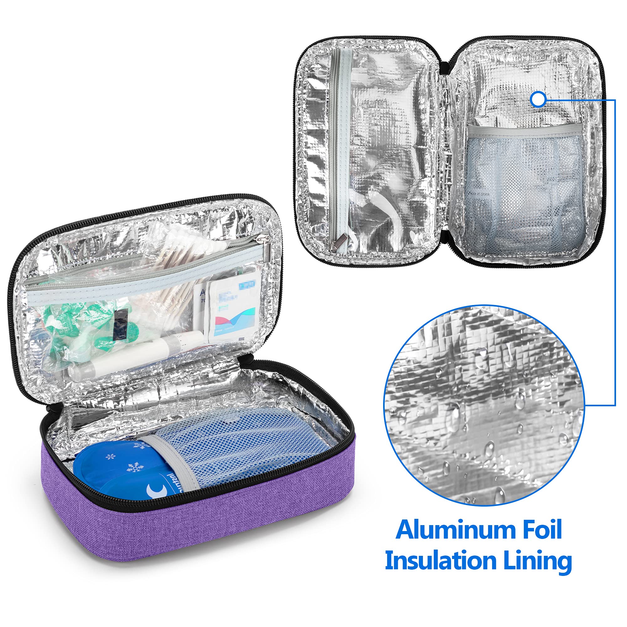 Yarwo Insulin Cooler Travel Case with 2 Ice Packs, Medication Diabetic Supplies Bag for Insulin Pens, Vials and Diabetes Testing
